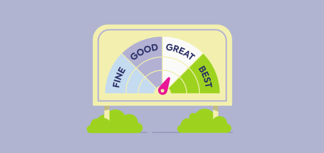 finspoLearn_illo_rectangle_creditscore@3x Dial showing improving credit score